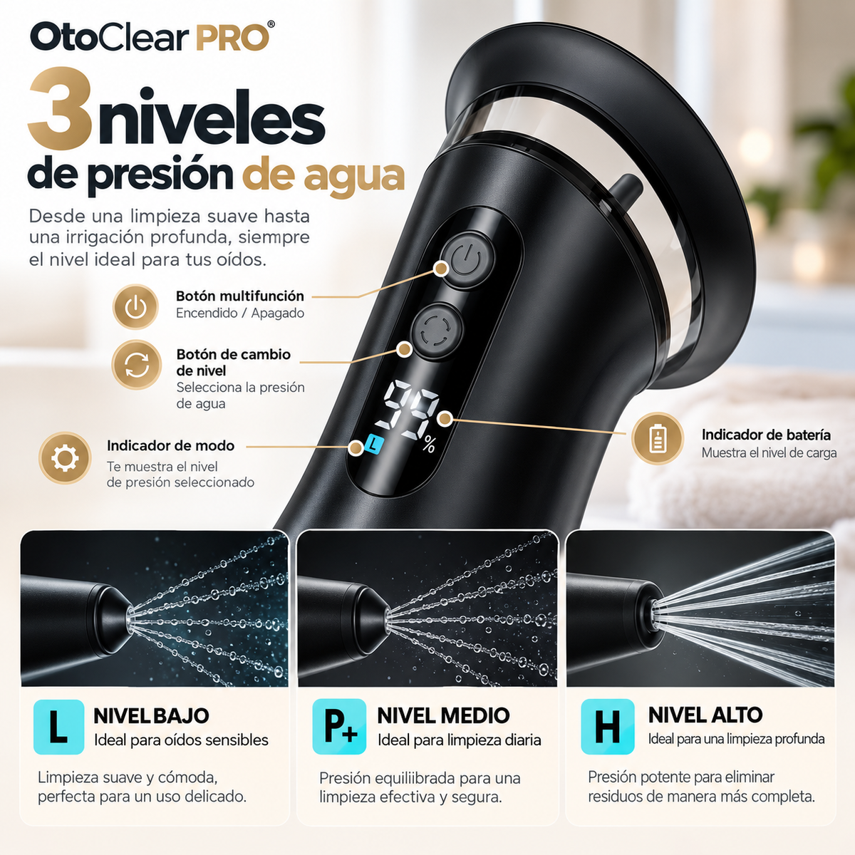 OtoClear PRO™ — Irrigador Eléctrico para Oídos | Limpieza Avanzada de Cerumen